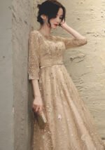 Evening Dress Banquet New Champagne-Colored Elegance Dress