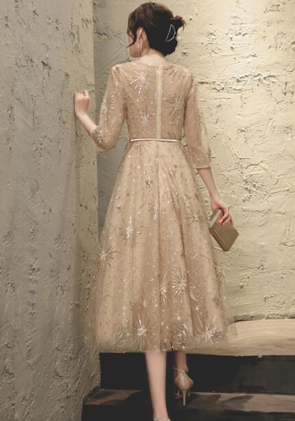 Evening Dress Banquet New Champagne-Colored Elegance Dress