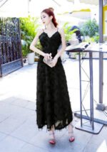 Evening dress women's white black elegant dress banquets parties wear