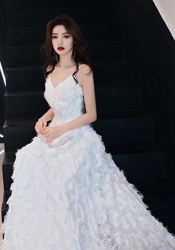 Evening dress women's white black elegant dress banquets parties wear