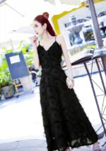 Evening dress women's white black elegant dress banquets parties wear