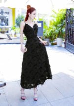 Evening dress women's white black elegant dress banquets parties wear