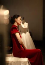 Red Cheongsam New Chinese Bride Vintage Qipao Dress