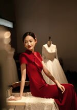 Red Cheongsam New Chinese Bride Vintage Qipao Dress