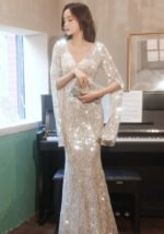 Banquet New Style Evening Dress Elegant Sequin Waist-trimming Mermaid Dress