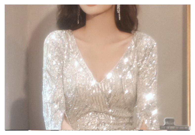 Banquet New Style Evening Dress Elegant Sequin Waist-trimming Mermaid Dress