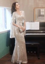 Banquet New Style Evening Dress Elegant Sequin Waist-trimming Mermaid Dress