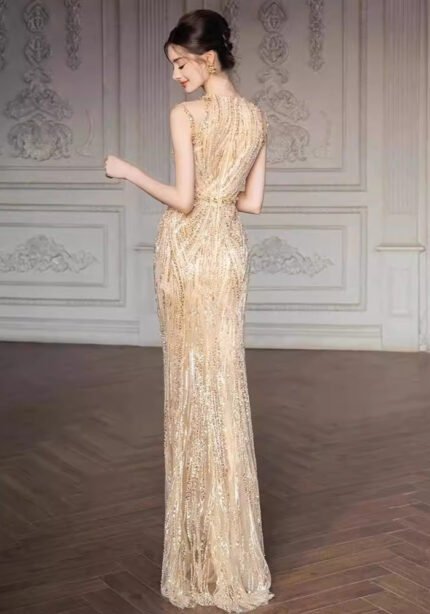 Champagne Gold Sequin Mermaid Gown