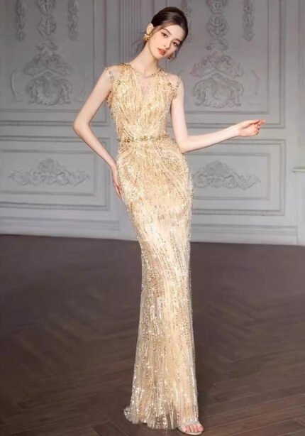 Champagne Gold Sequin Mermaid Gown