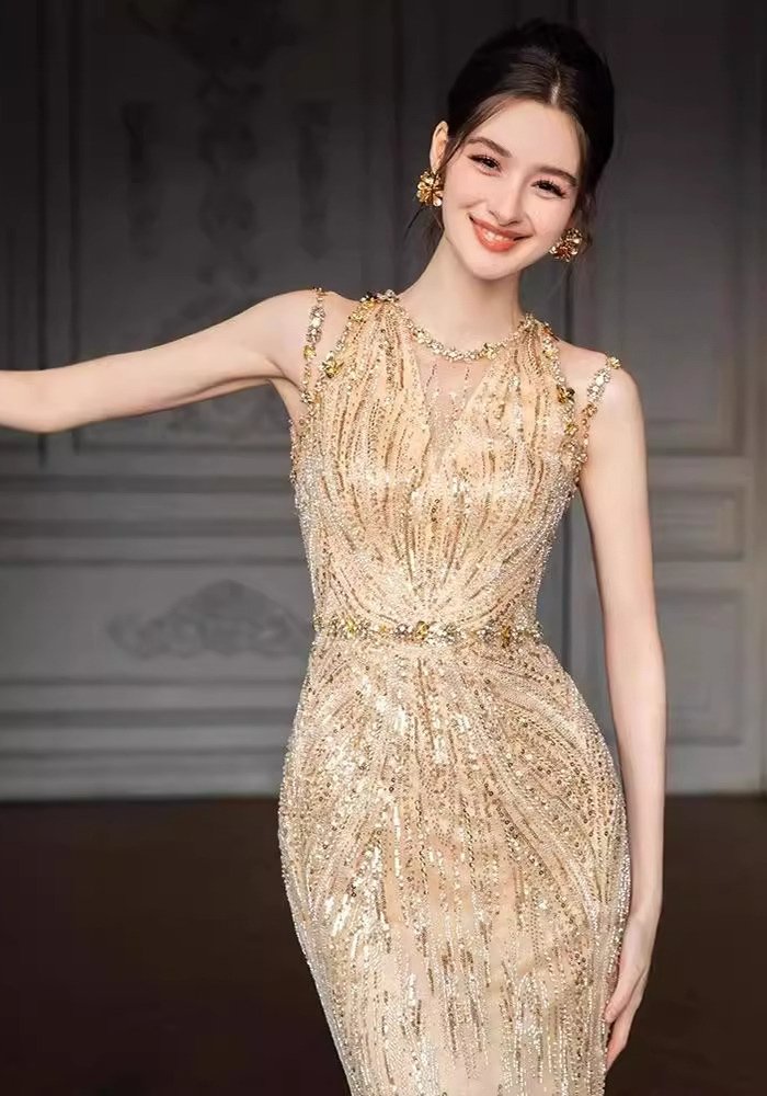 Champagne Gold Sequin Mermaid Gown