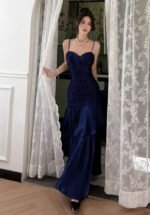 Elegant Royal Blue Spaghetti Strap Prom Dress Mermaid Evening Gown