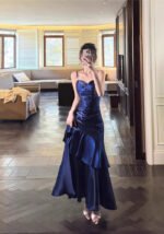 Elegant Royal Blue Spaghetti Strap Prom Dress Mermaid Evening Gown