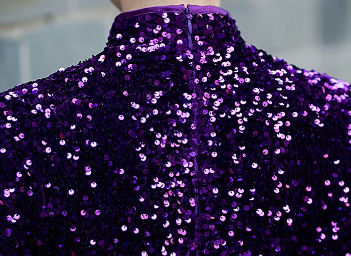 Women's Sequin Mermaid Cheongsam Mandarin Collar Short Sleeve Formal Evening Qipao Gown