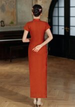 Vintage Red Jacquard Qipao Cheongsam Dress