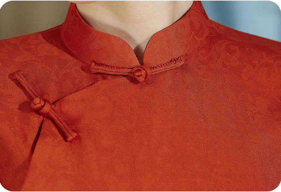 Vintage Red Jacquard Qipao Cheongsam Dress