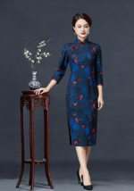 Women's Blue Plum Blossom Print Qipao
