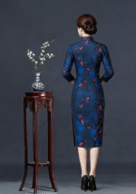 Women's Blue Plum Blossom Print Qipao