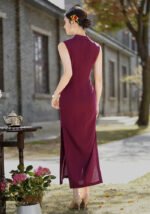 2026 New Elegant Burgundy Cheongsam Dress