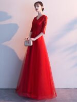 Elegant A-Line Lace Tulle Evening Gown Formal Prom Dress