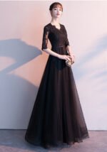 Elegant A-Line Lace Tulle Evening Gown Formal Prom Dress