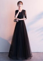 Elegant A-Line Lace Tulle Evening Gown Formal Prom Dress