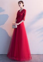 Elegant A-Line Lace Tulle Evening Gown Formal Prom Dress