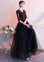 Elegant A-Line Lace Tulle Evening Gown Formal Prom Dress