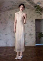 Elegant Mandarin Collar Sleeveless Maxi with Side Slit