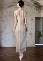 Elegant Mandarin Collar Sleeveless Maxi with Side Slit